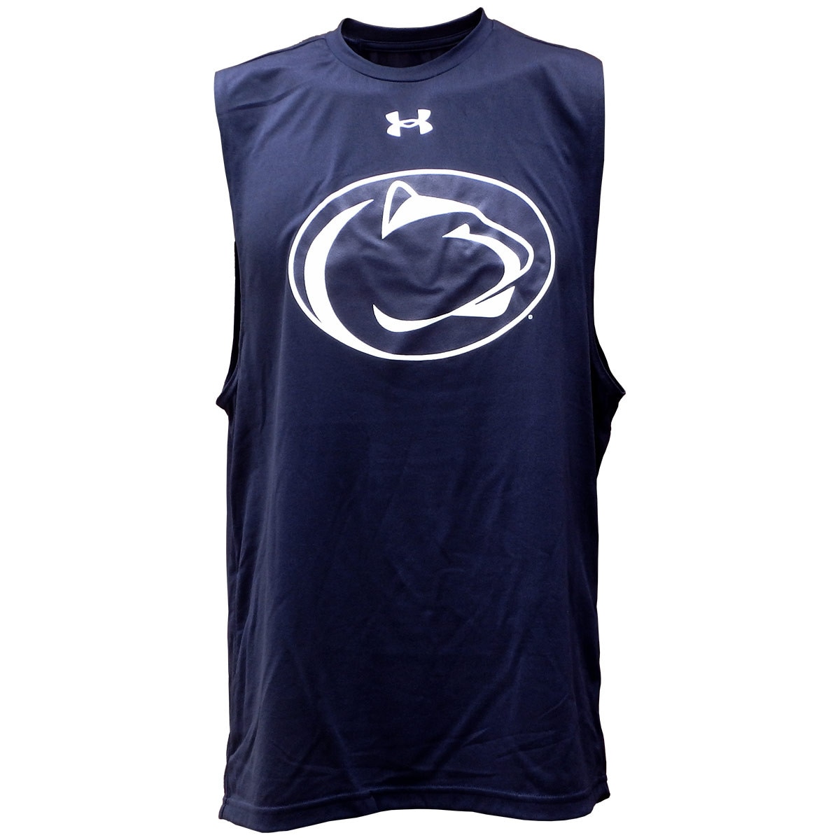 navy sleeveless Under Armour t-shirt with Penn State Athletic Logo